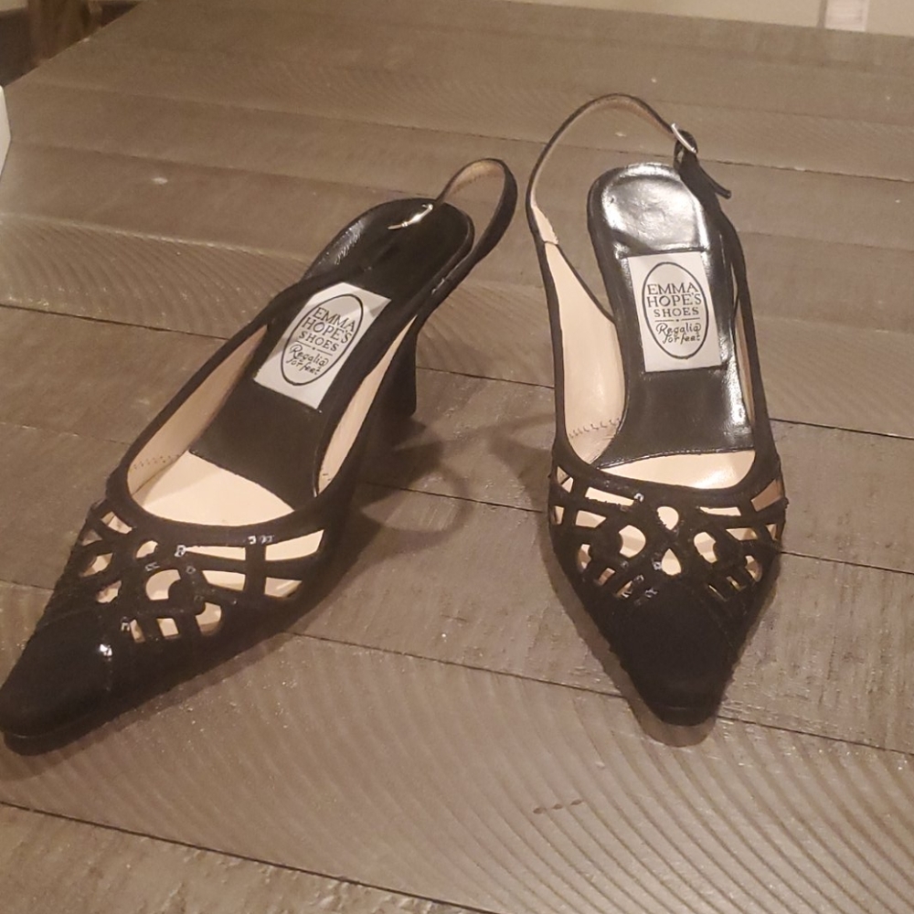 Black, Suede Kitten Heels